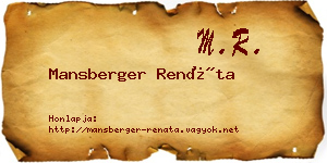 Mansberger Renáta névjegykártya